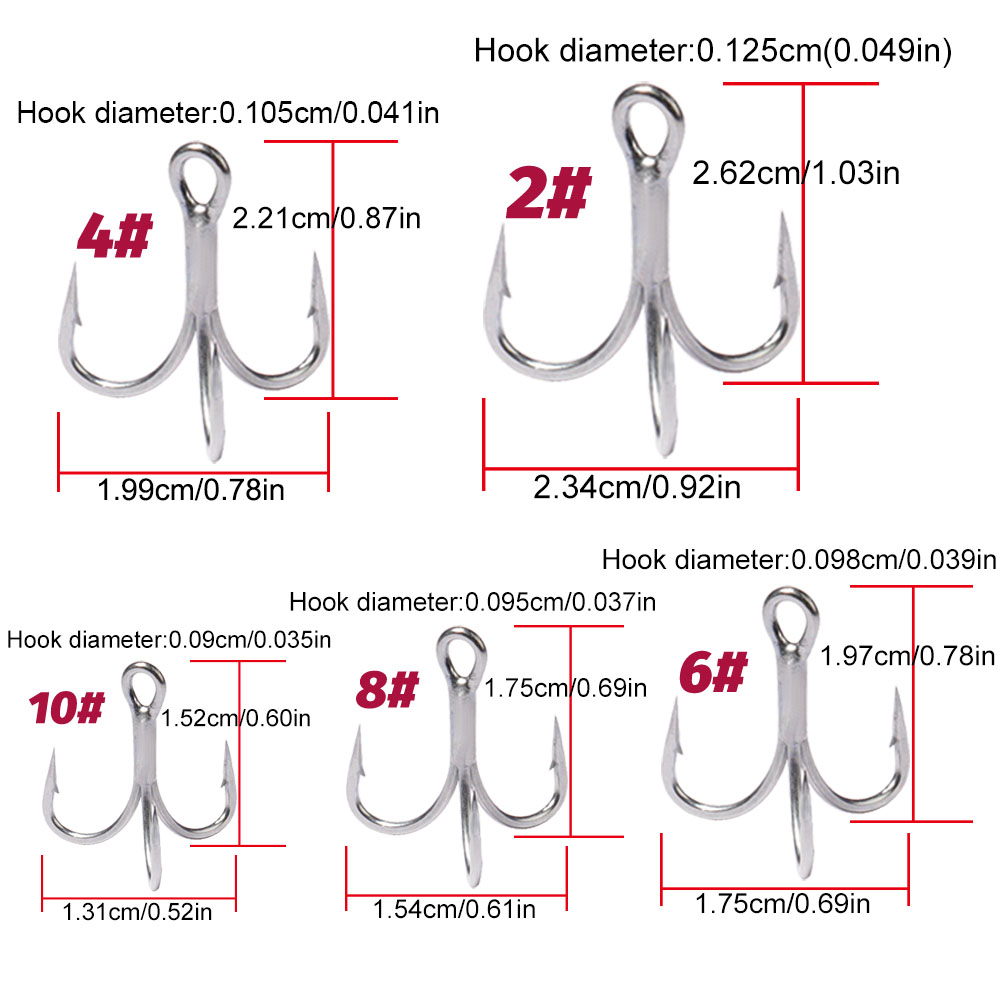 GOBAIT 20PCS Treble Hooks 2#-1 - Fishing Hook Barbless 评论和价格